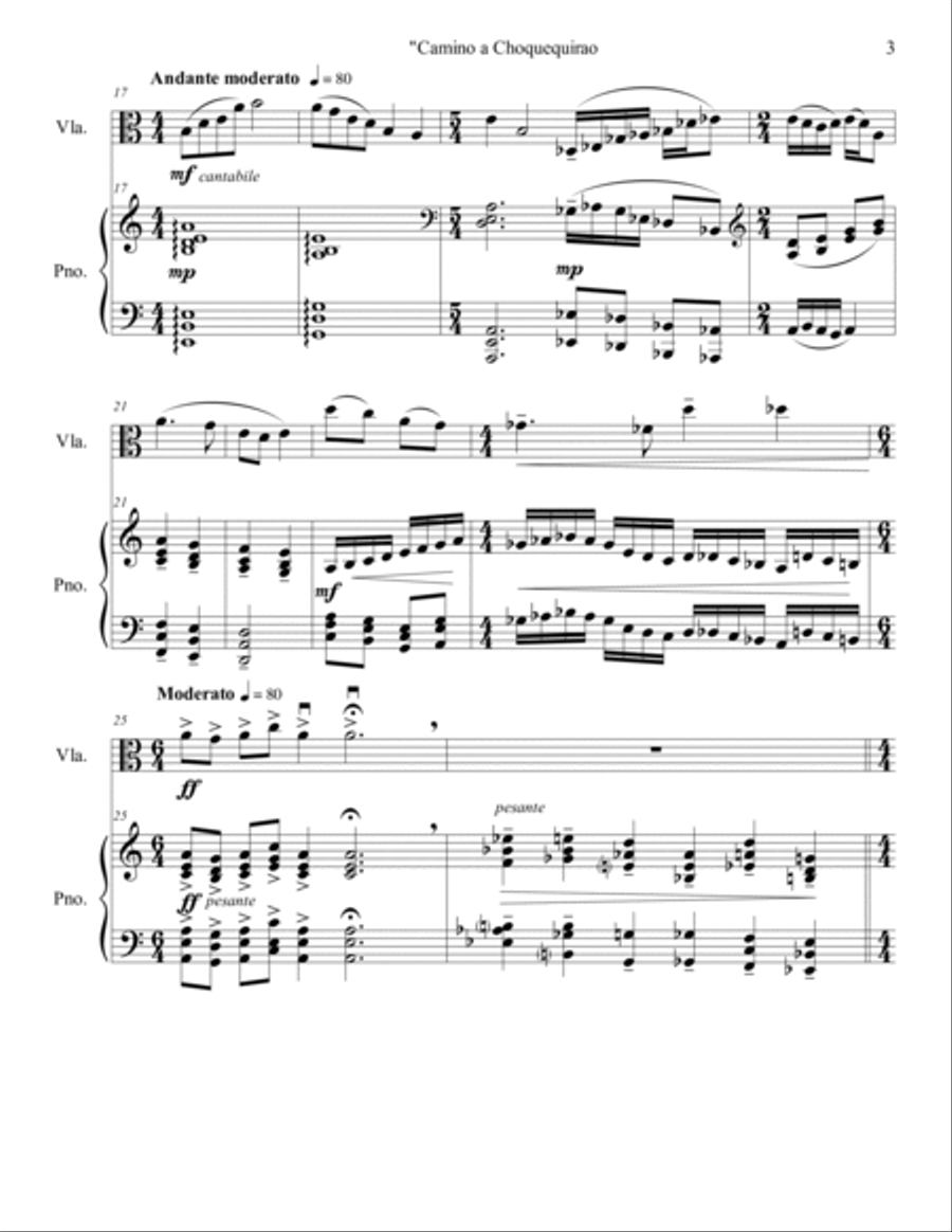 Camino a Choquequirao, Op.9 (fantasia for viola and piano) Piano scores gallery preview page 3