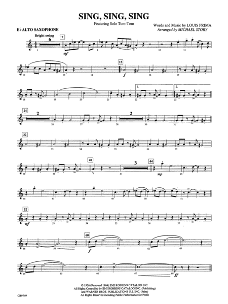Sing, Sing, Sing (featuring Solo Tom-Tom): E-flat Alto Saxophone