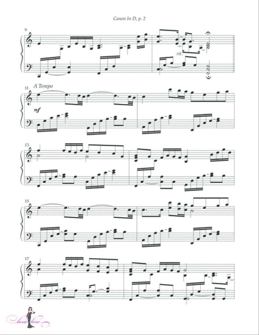 Canon In D Piano Solo scores gallery preview page 3