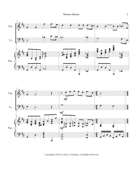 Nessun Dorma (Piano Trio): Violin, Cello and Piano image number null