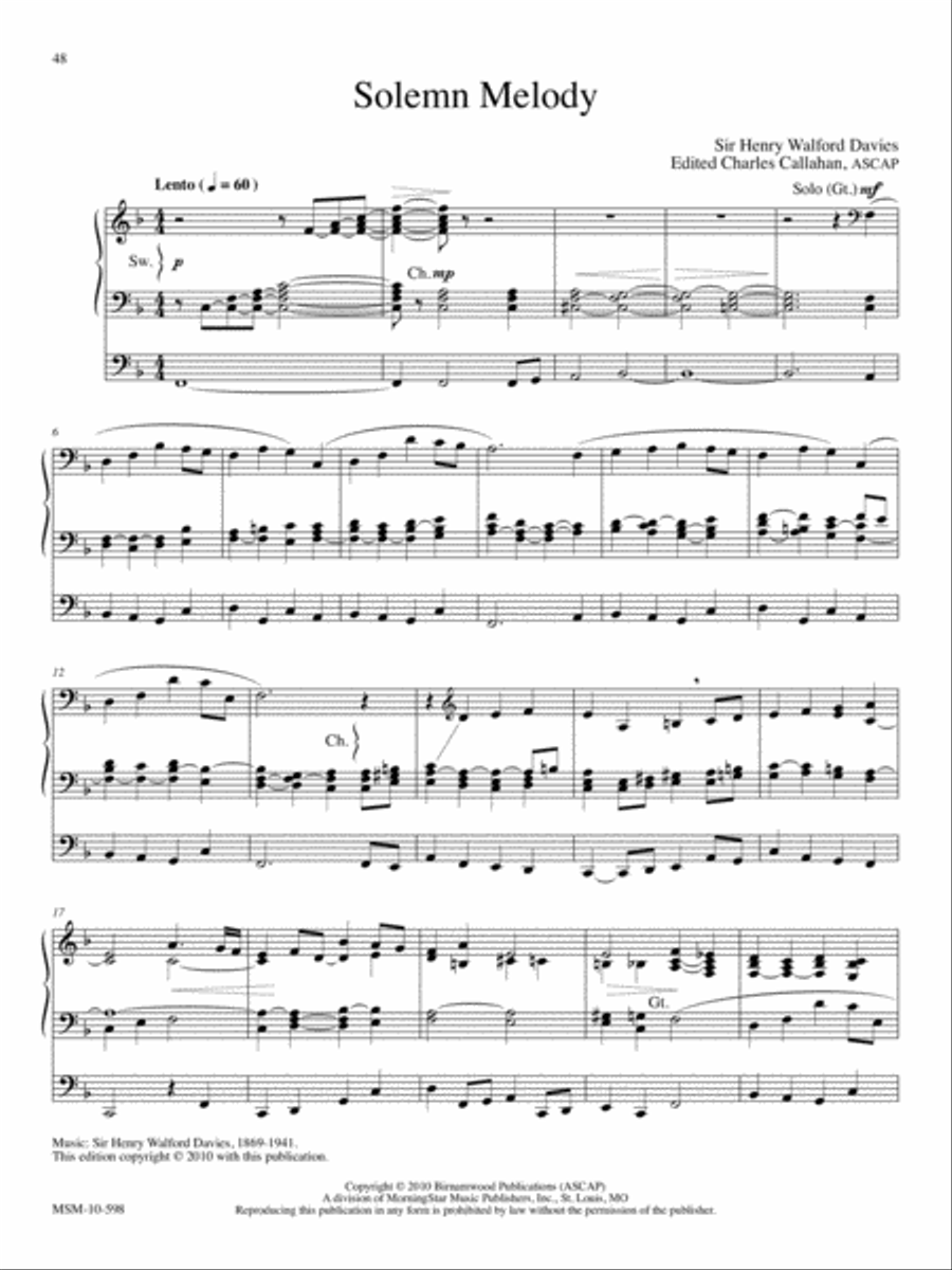 Solemn Melody Organ scores gallery preview page 1