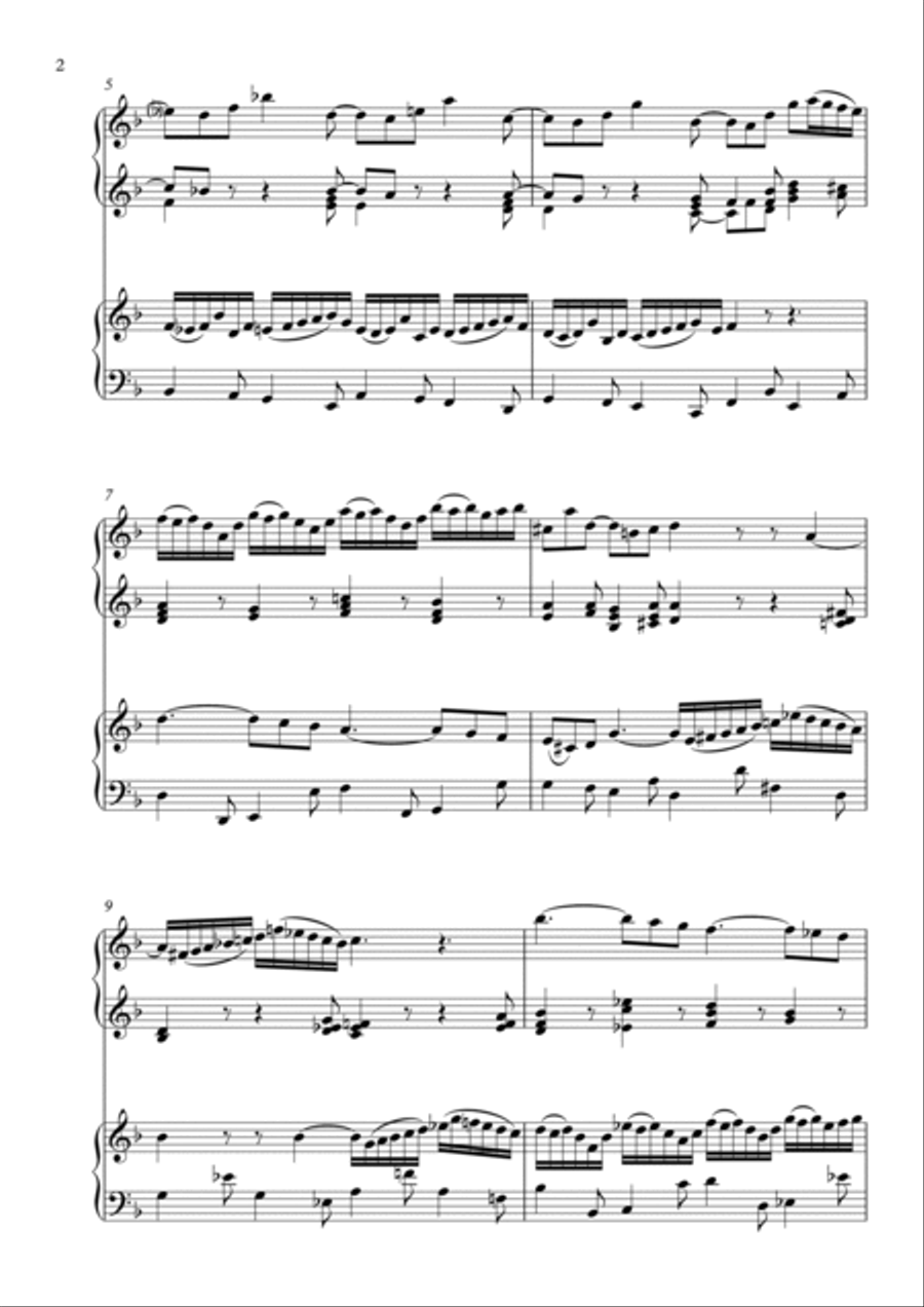 Double Violin Concerto in D minor (BWV 1043) - 2nd Movt - arranged for 2 pianos Violin Solo scores gallery preview page 2