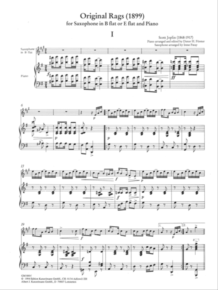 6 ragtimes for saxophone and piano, Volume 1 Tenor Saxophone scores gallery preview page 2