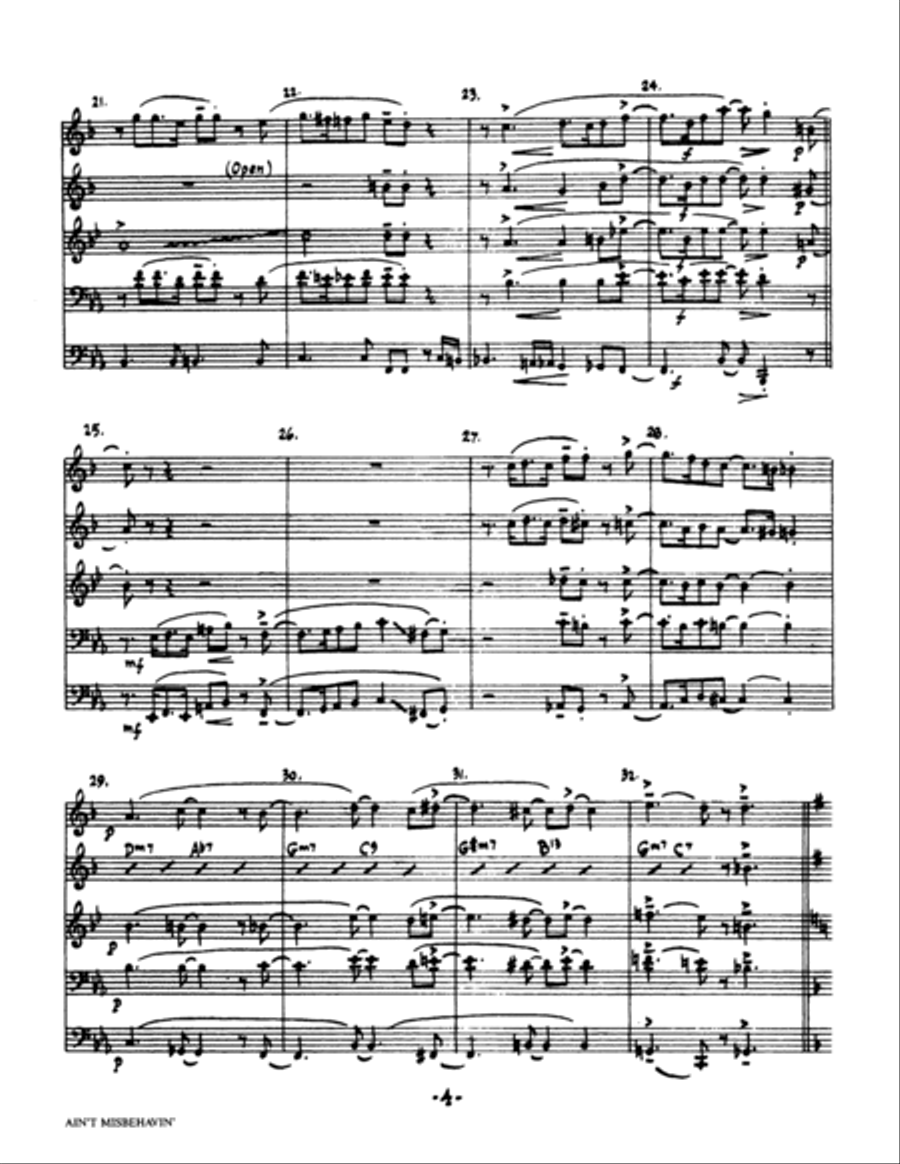 Ain't Misbehavin' - Full Score Brass Ensemble scores gallery preview page 3