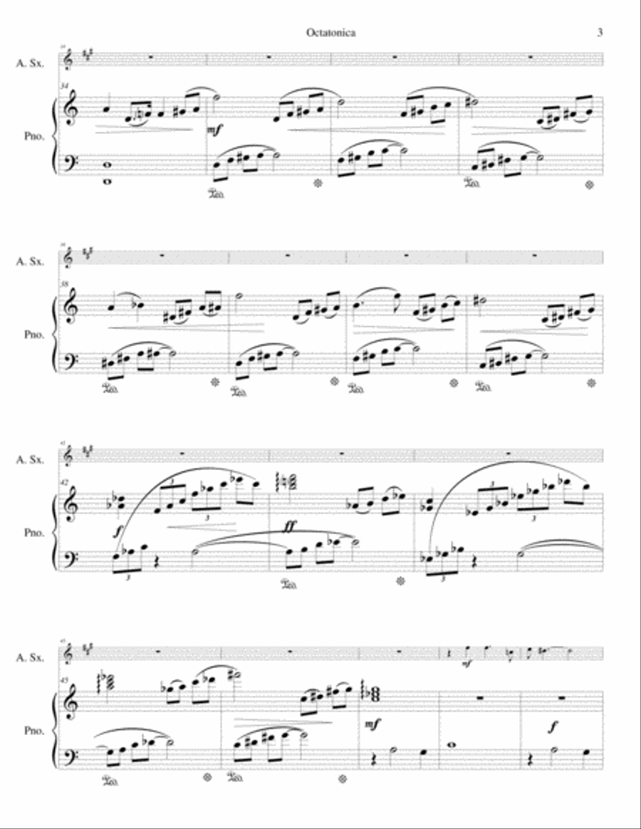 Octatonica for alto saxophone and piano Alto Saxophone scores gallery preview page 3