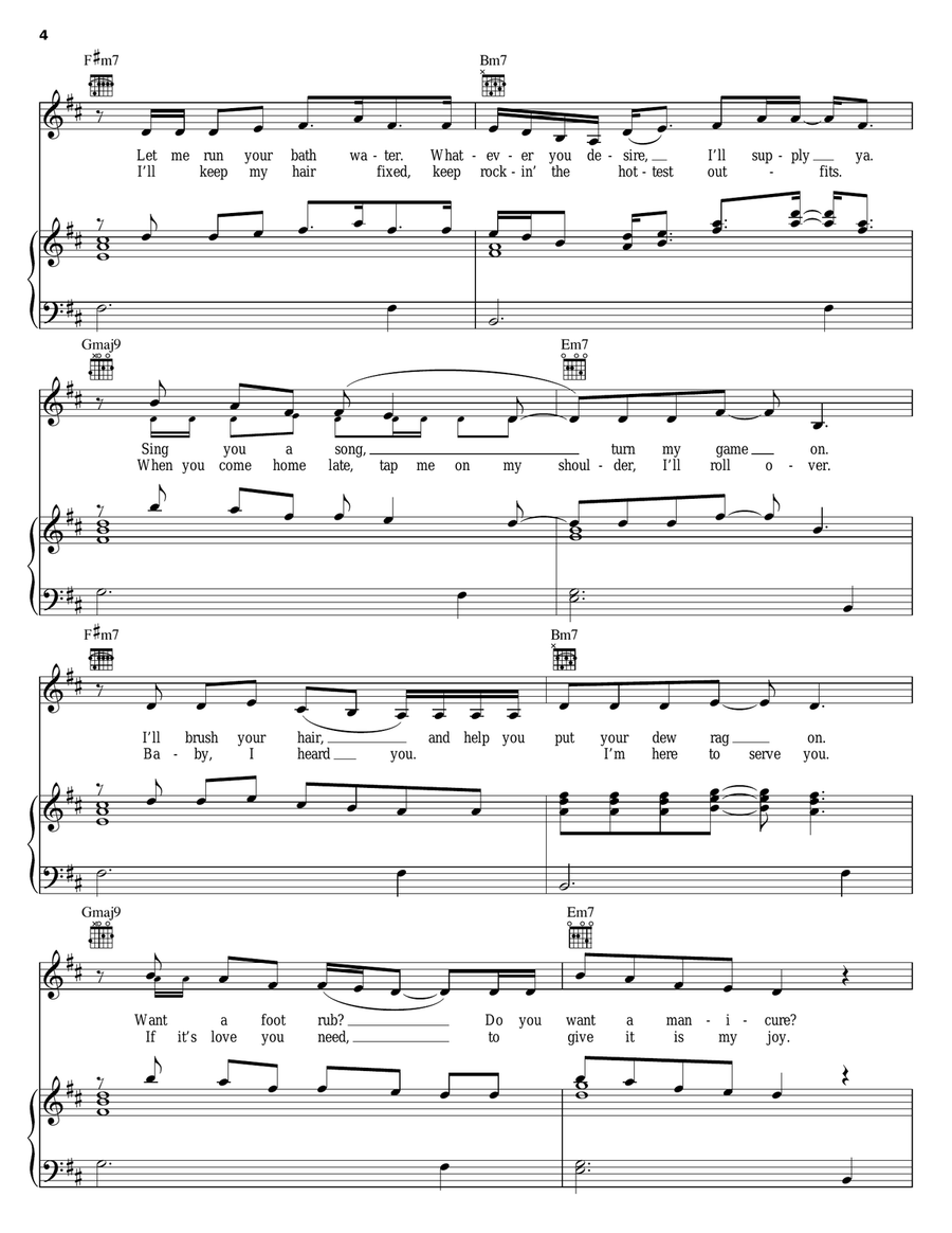 Cater 2 U Piano, Vocal, Guitar scores gallery preview page 4
