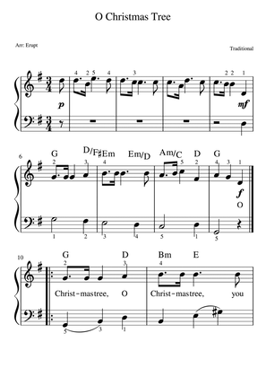 O Christmas Tree- Easy solo piano in G major