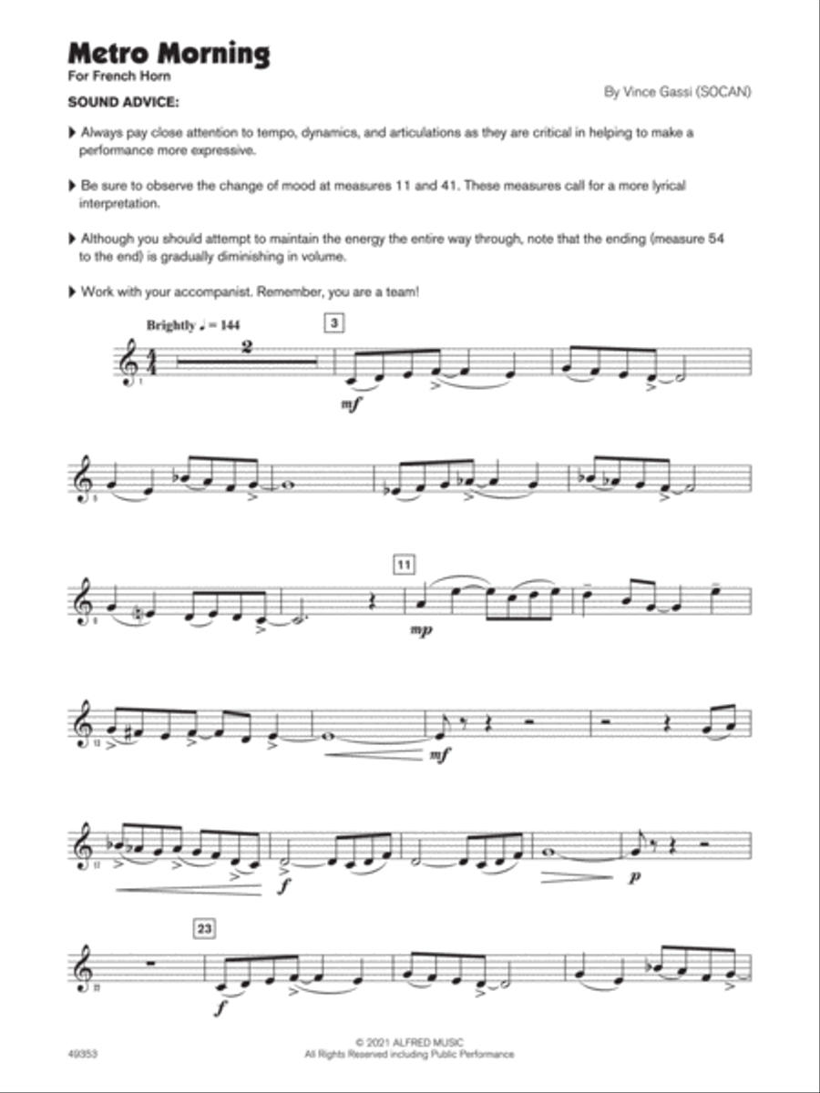 Metro Morning (Sound Innovations Soloist, French Horn) Small Ensemble scores gallery preview page 2