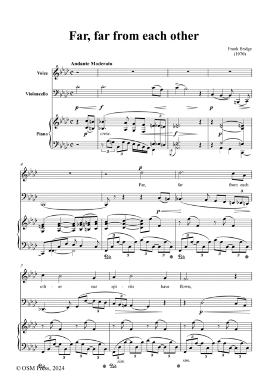 Frank Bridge-Far,far from each other,in f minor,for Voice,Cello and Piano Small Ensemble scores gallery preview page 2
