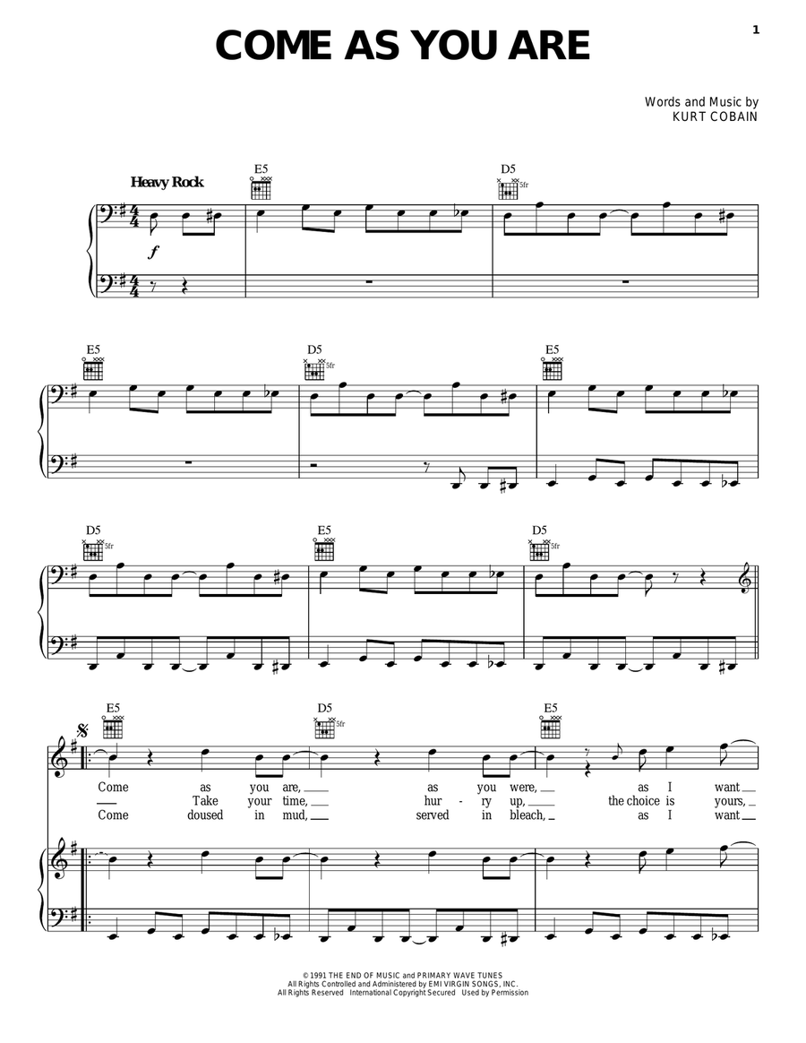 Come As You Are Acoustic Guitar scores gallery preview page 1