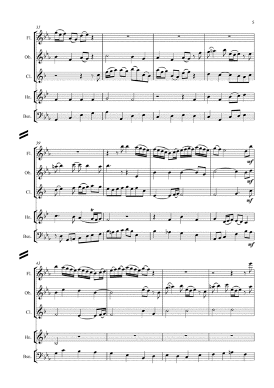 Chorale from Sleepers, Wake! (BWV 140) for Wind Quintet Woodwind Quintet scores gallery preview page 5