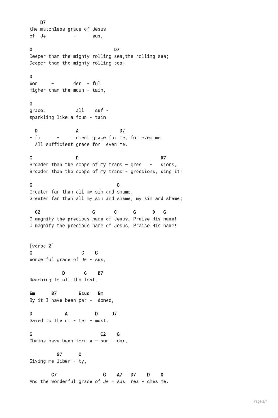 Wonderful Grace of Jesus Classical Guitar scores gallery preview page 2
