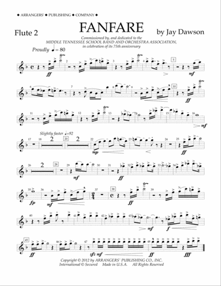 Fanfare - Flute 2 Fanfare - Flute 2 Concert Band scores gallery preview page 1
