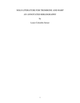 Solo Literature for Trombone & Harp - An Annotated Bibliography