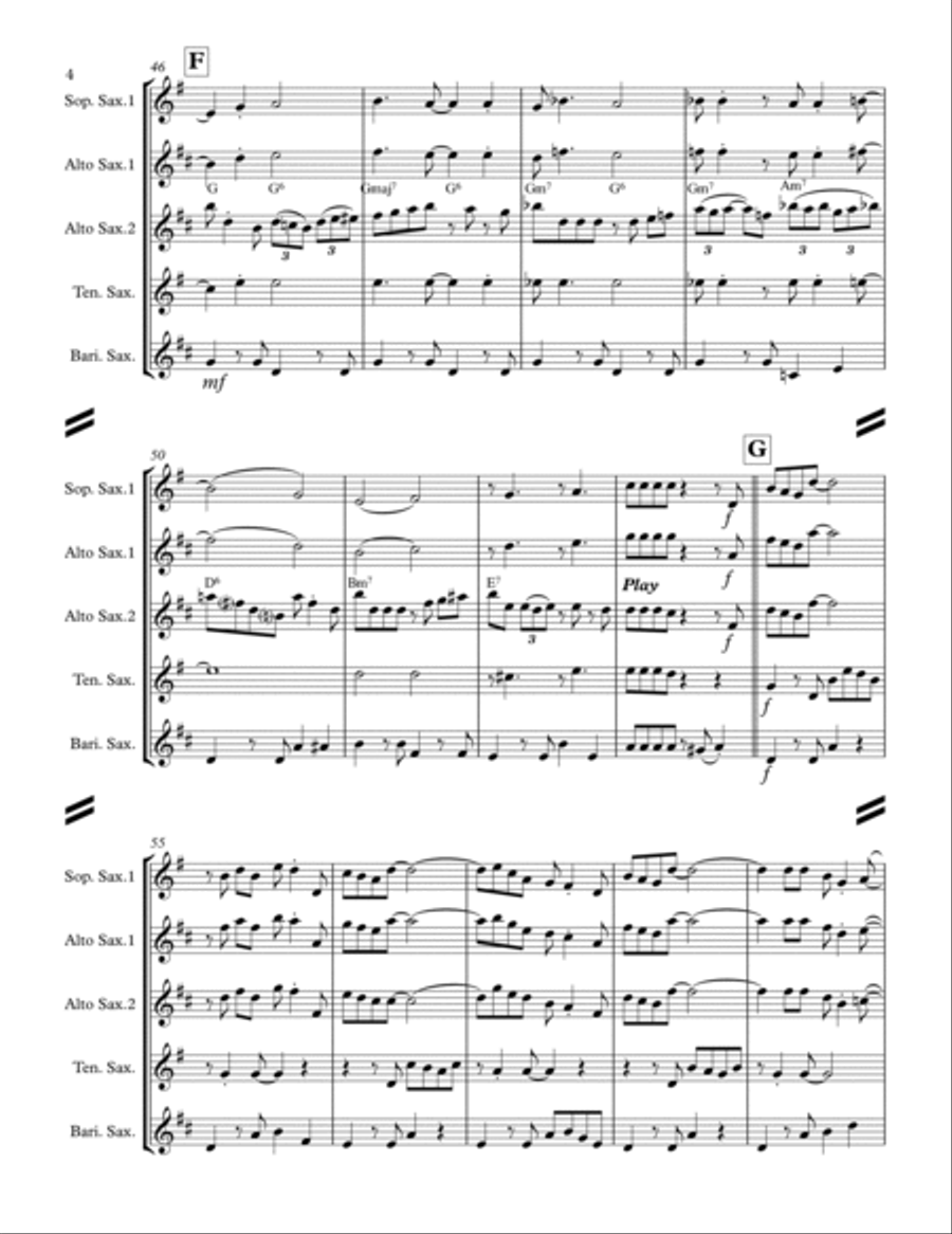 Baby, It's Cold Outside Saxophone Quartet scores gallery preview page 5