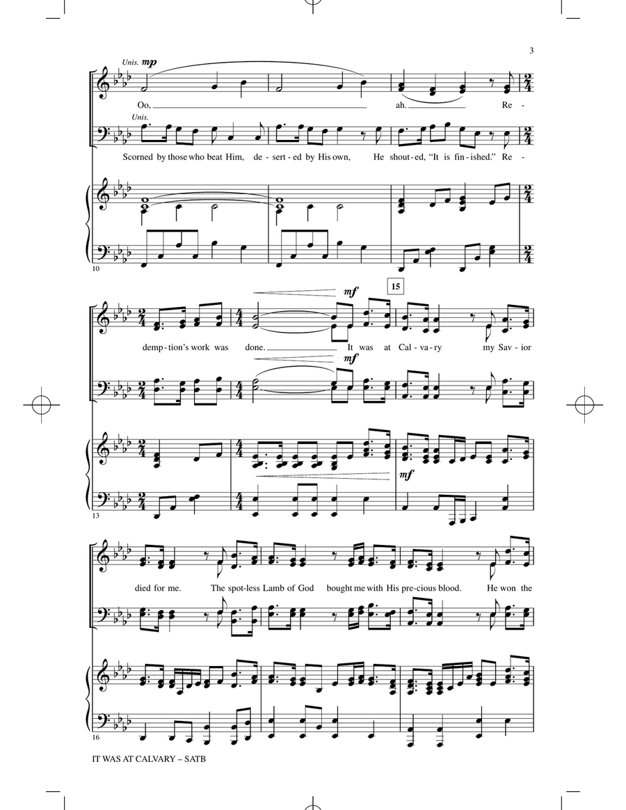 It Was At Calvary by Gary Hallquist 4-Part - Digital Sheet Music page 2