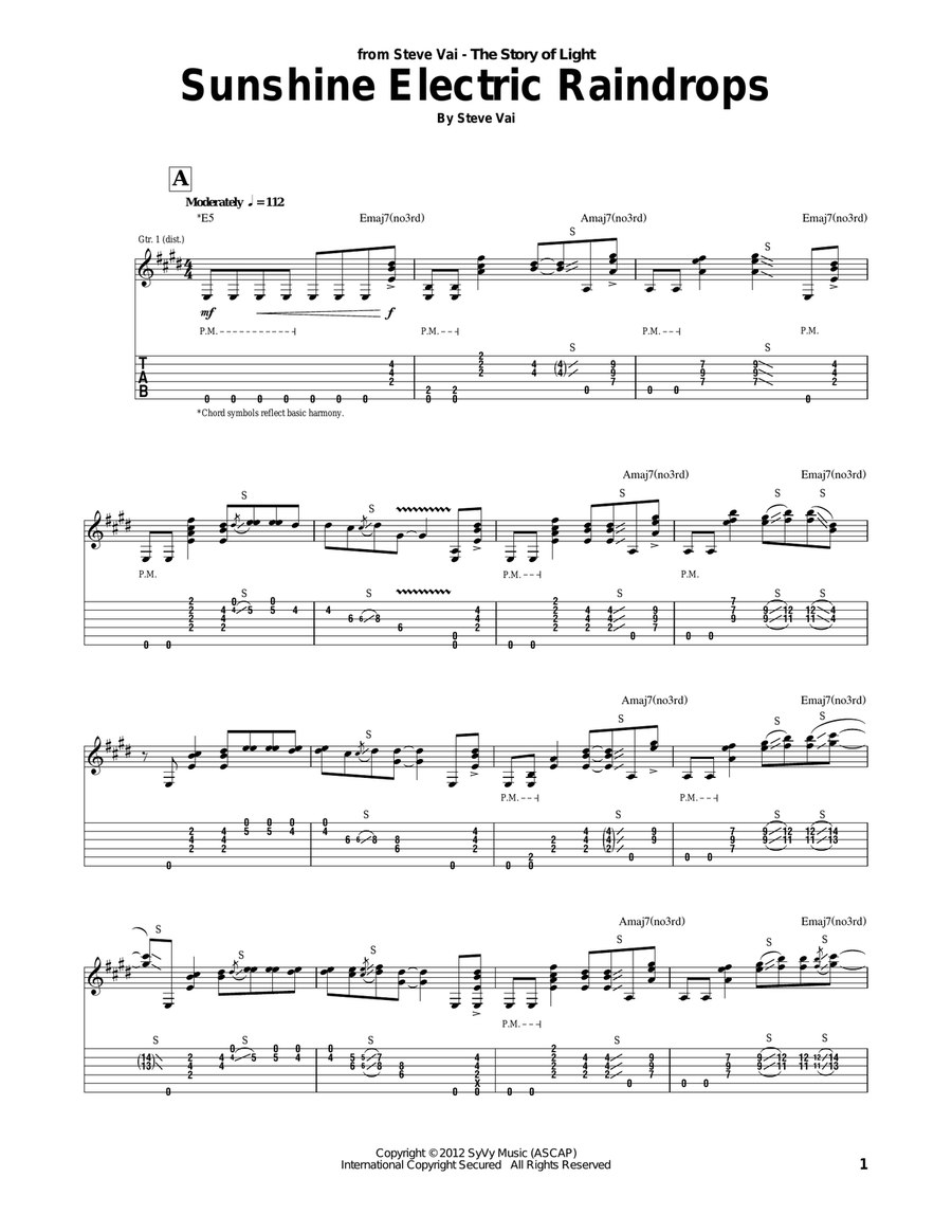 Sunshine Electric Raindrops Electric Guitar scores gallery preview page 1