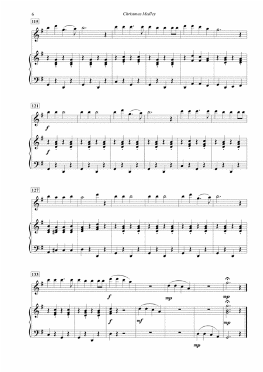 Christmas Medley for Flute and Piano Flute Solo scores gallery preview page 6