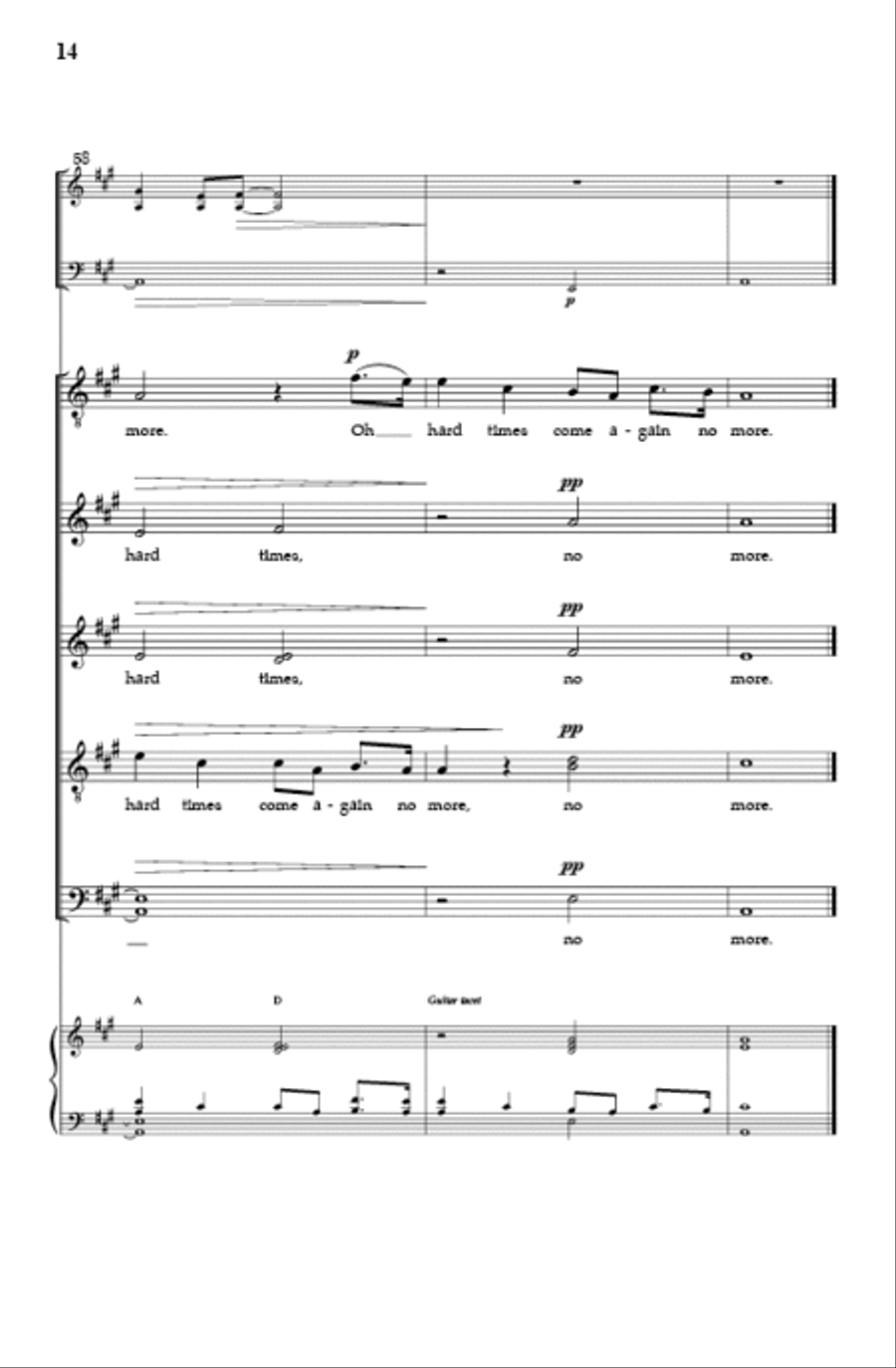 Hard Times (SATB) 4-Part scores gallery preview page 13