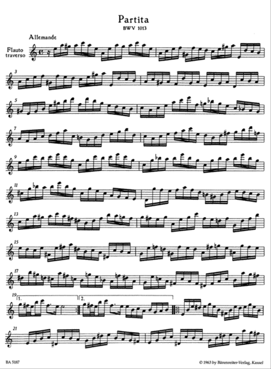 Partita for Flute Solo a minor BWV 1013 Flute Solo scores gallery preview page 2
