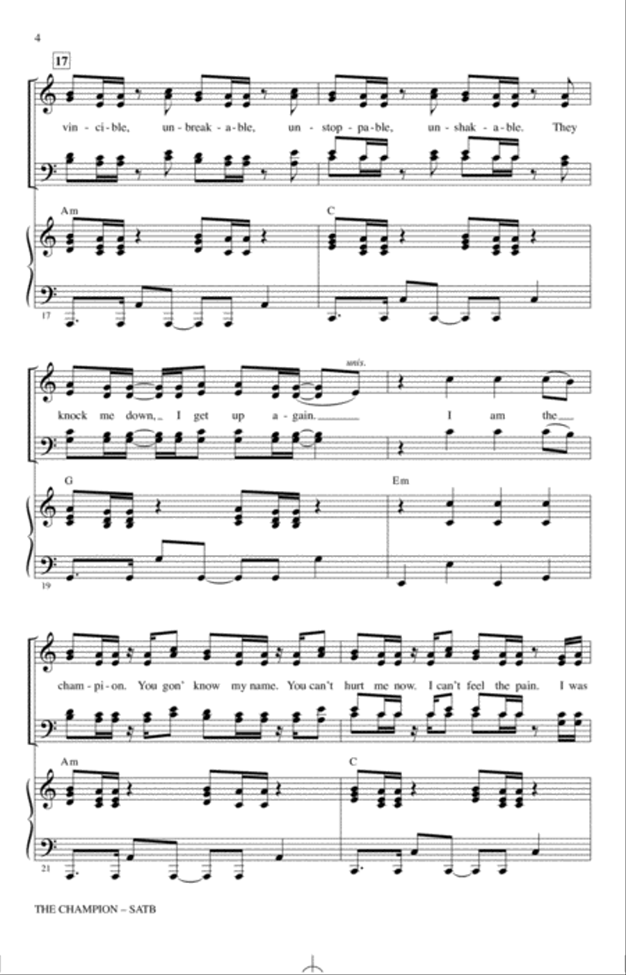 The Champion (feat. Ludacris) (arr. Mac Huff) 4-Part scores gallery preview page 3