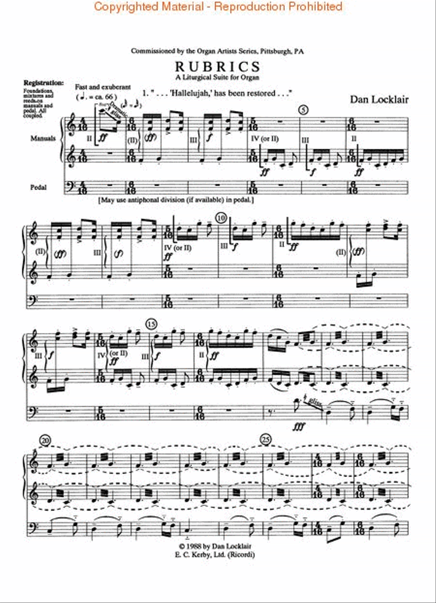 Rubrics: A Liturgical Suite for Organ