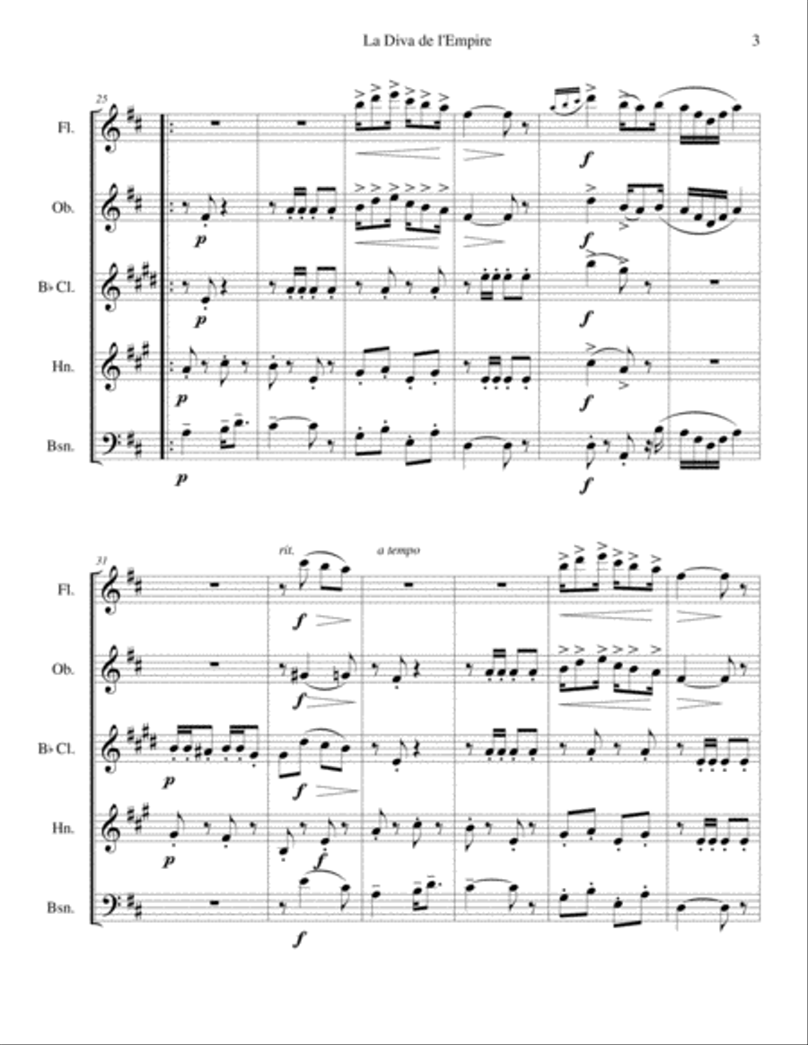 La Diva de l'Empire (woodwind quintet) Woodwind Quintet scores gallery preview page 3
