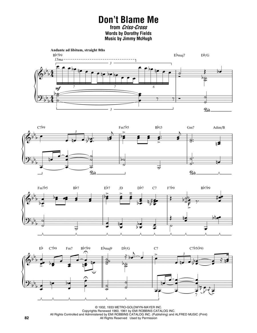 Don't Blame Me Piano scores gallery preview page 1