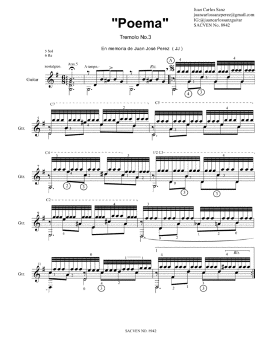 Poema Classical Guitar scores gallery preview page 1
