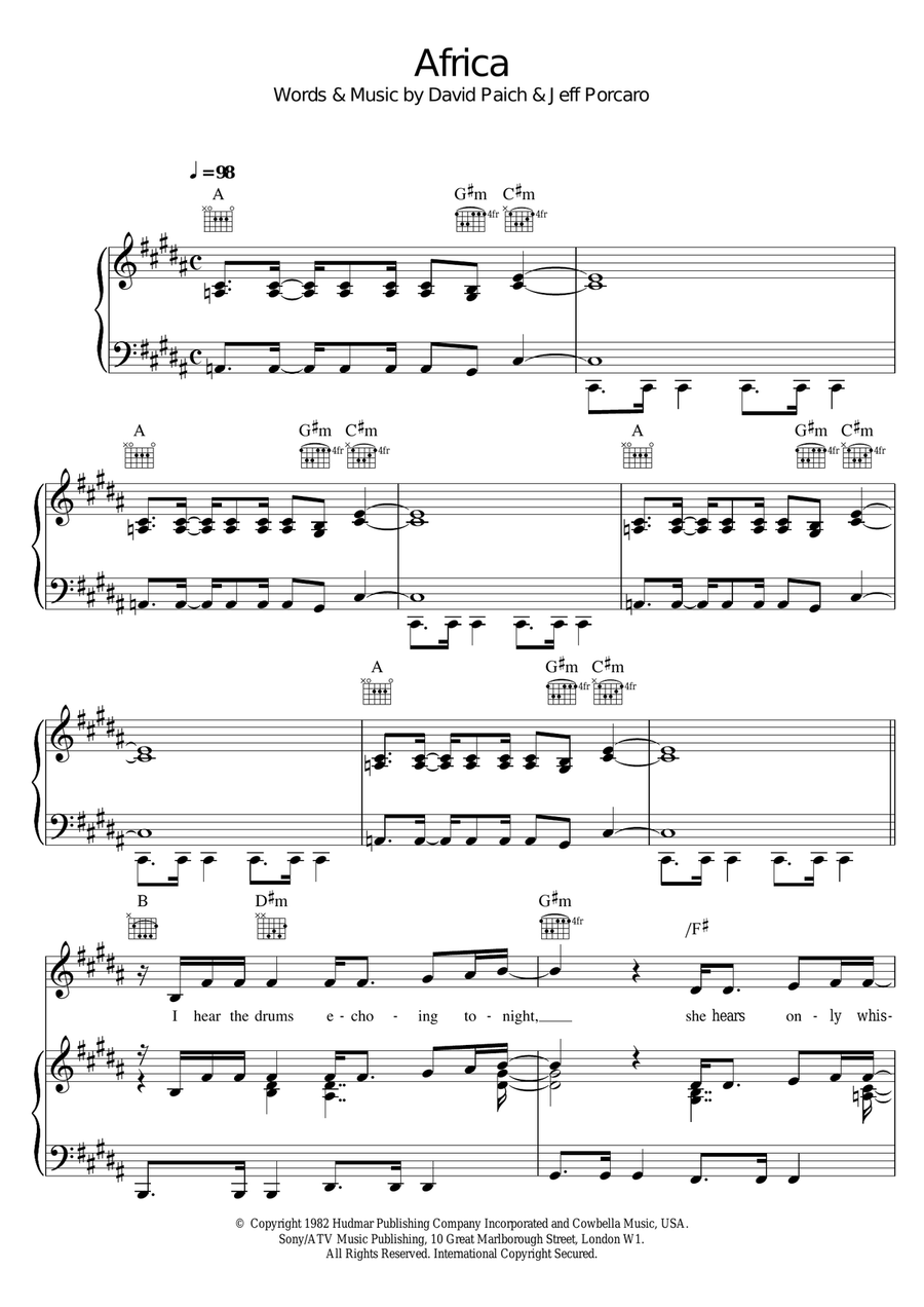 Africa Africa Acoustic Guitar scores gallery preview page 1