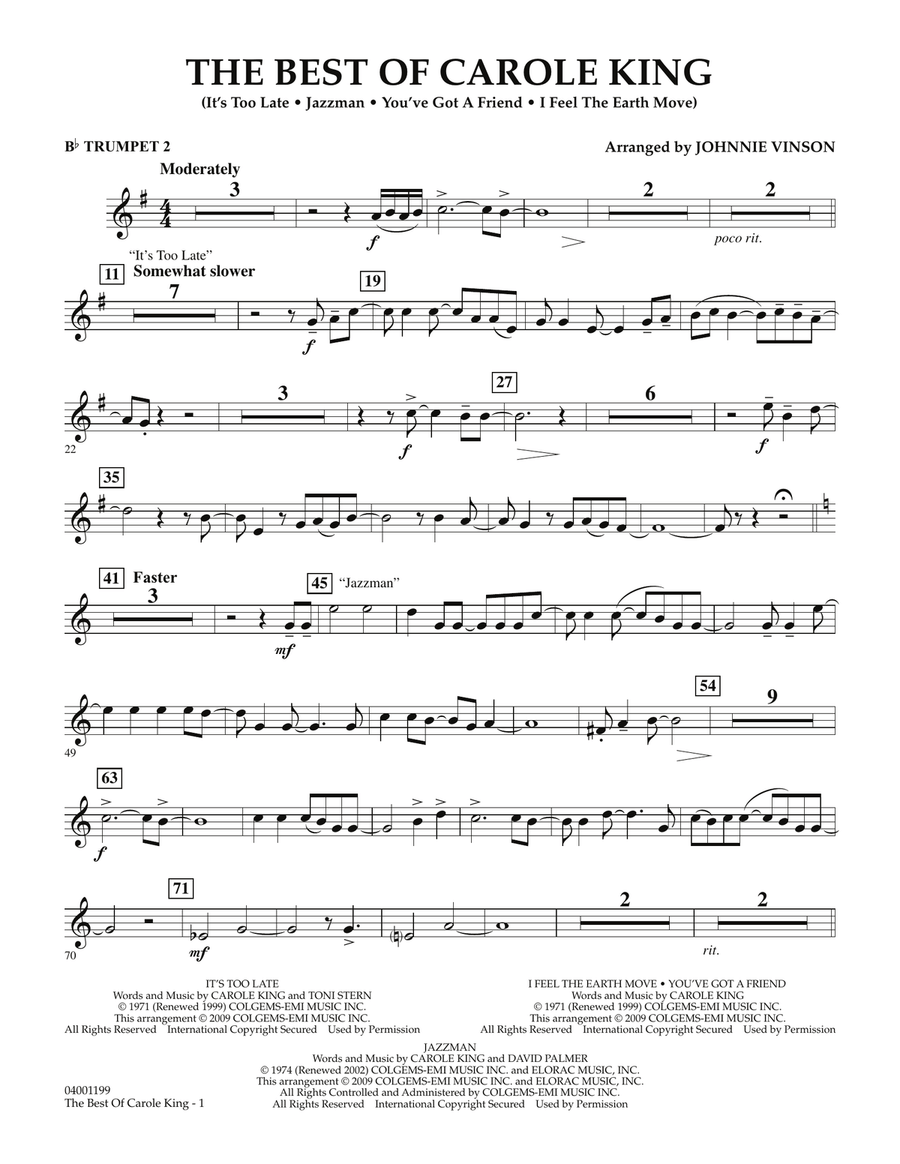 The Best of Carole King - Bb Trumpet 2