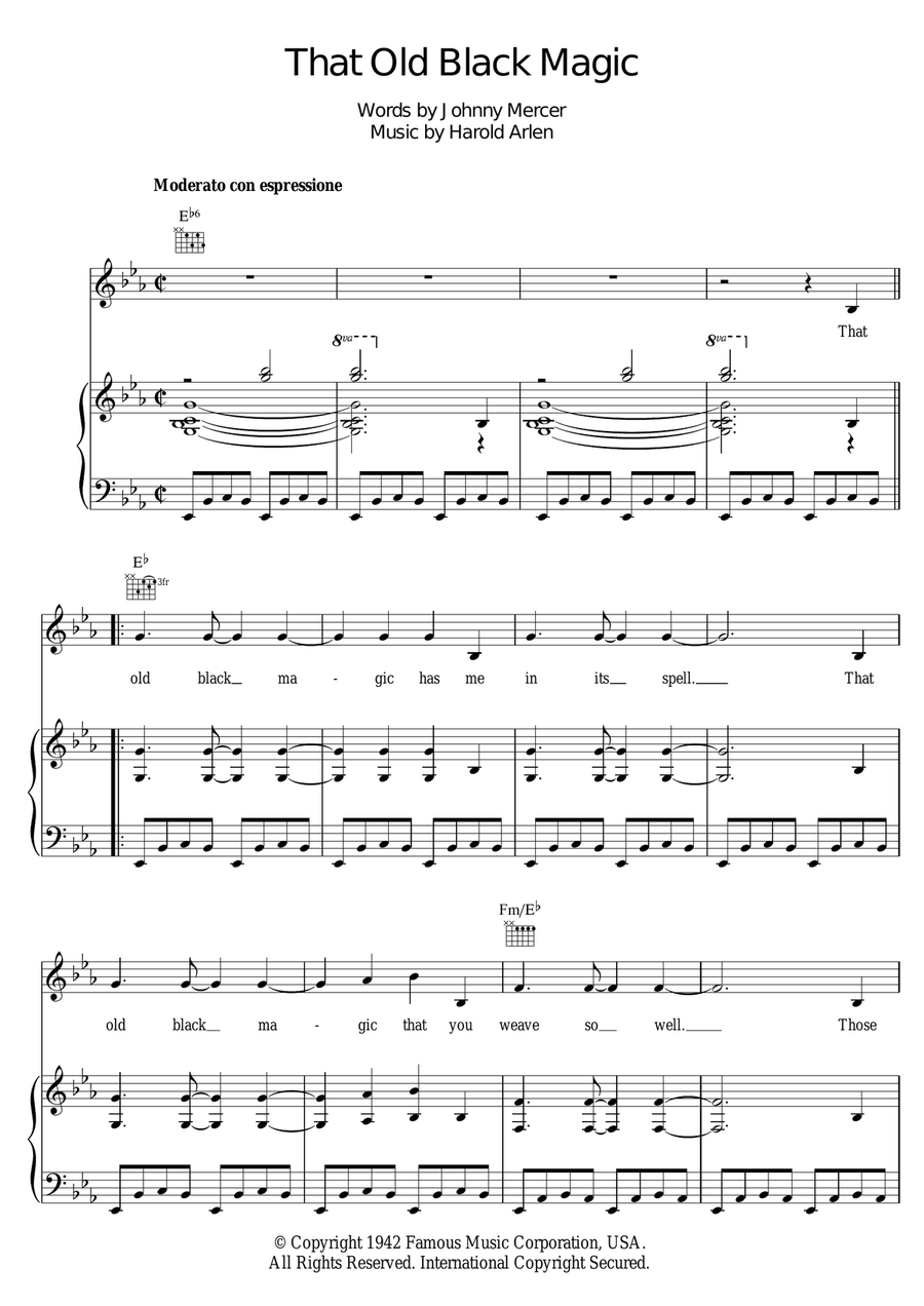 That Old Black Magic That Old Black Magic Piano, Vocal scores gallery preview page 1