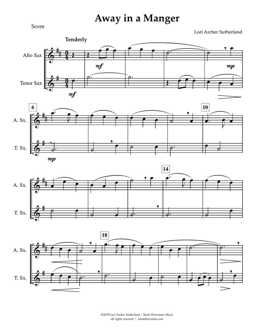 Away in a Manger Tenor Saxophone scores gallery preview page 2