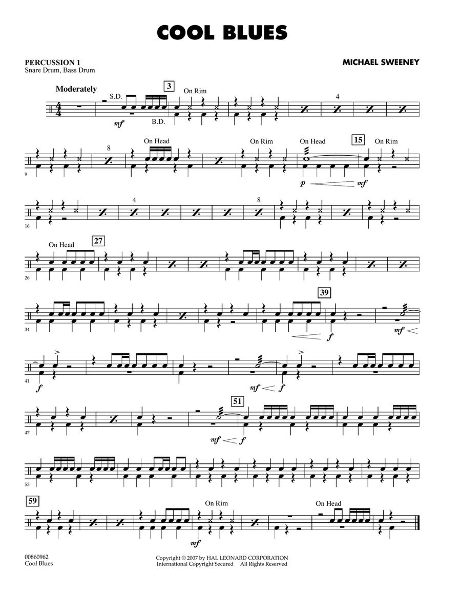 Cool Blues - Percussion 1 Concert Band scores gallery preview page 1