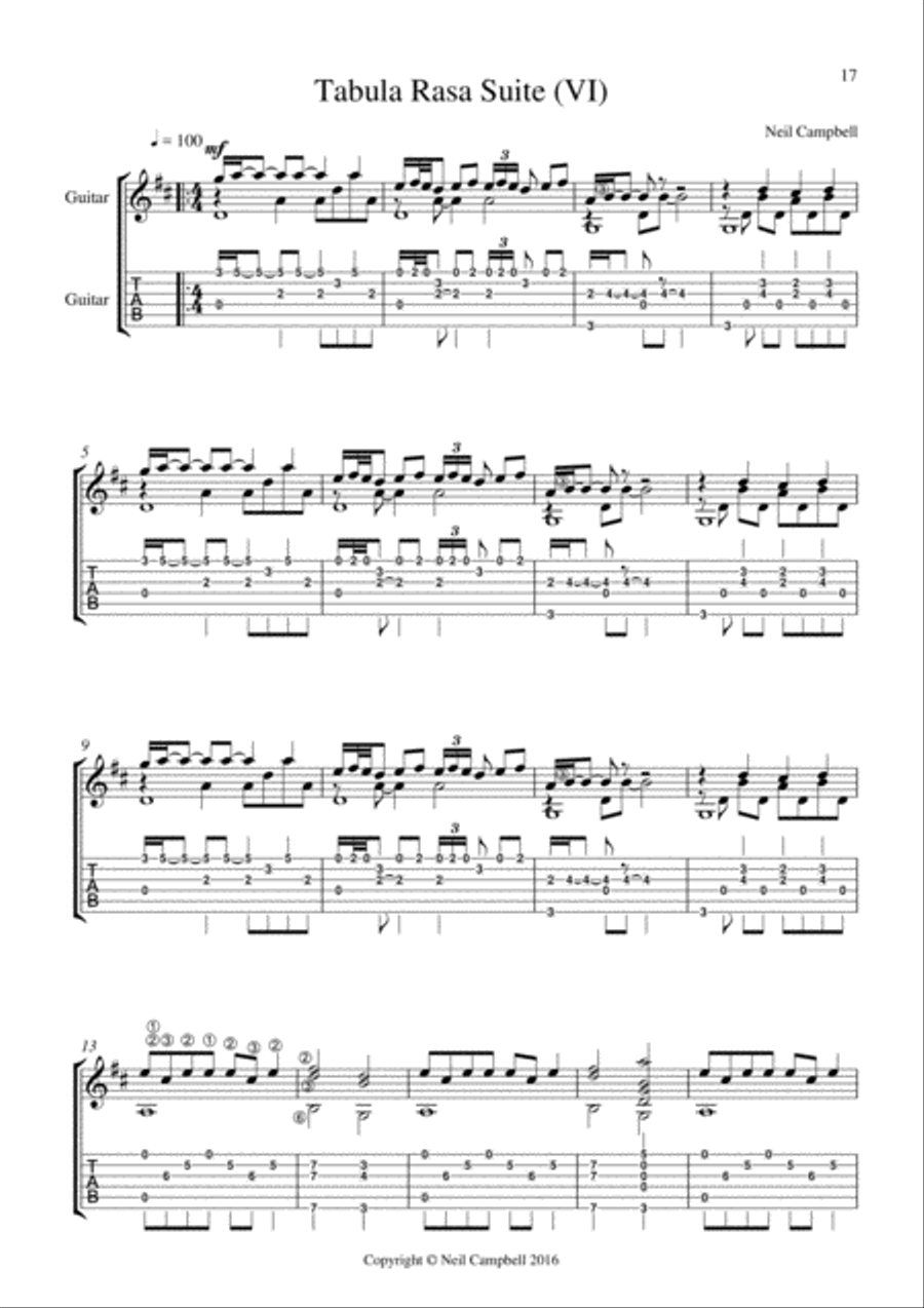 Tabula Rasa VI Classical Guitar scores gallery preview page 1