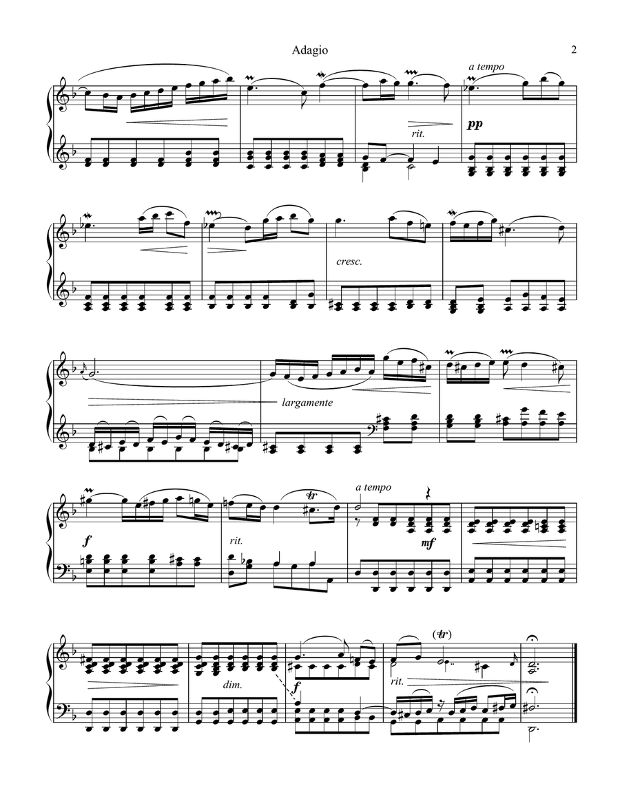 Adagio BWV 974 from Concerto in D Minor after Marcello for easy piano solo Easy Piano scores gallery preview page 2