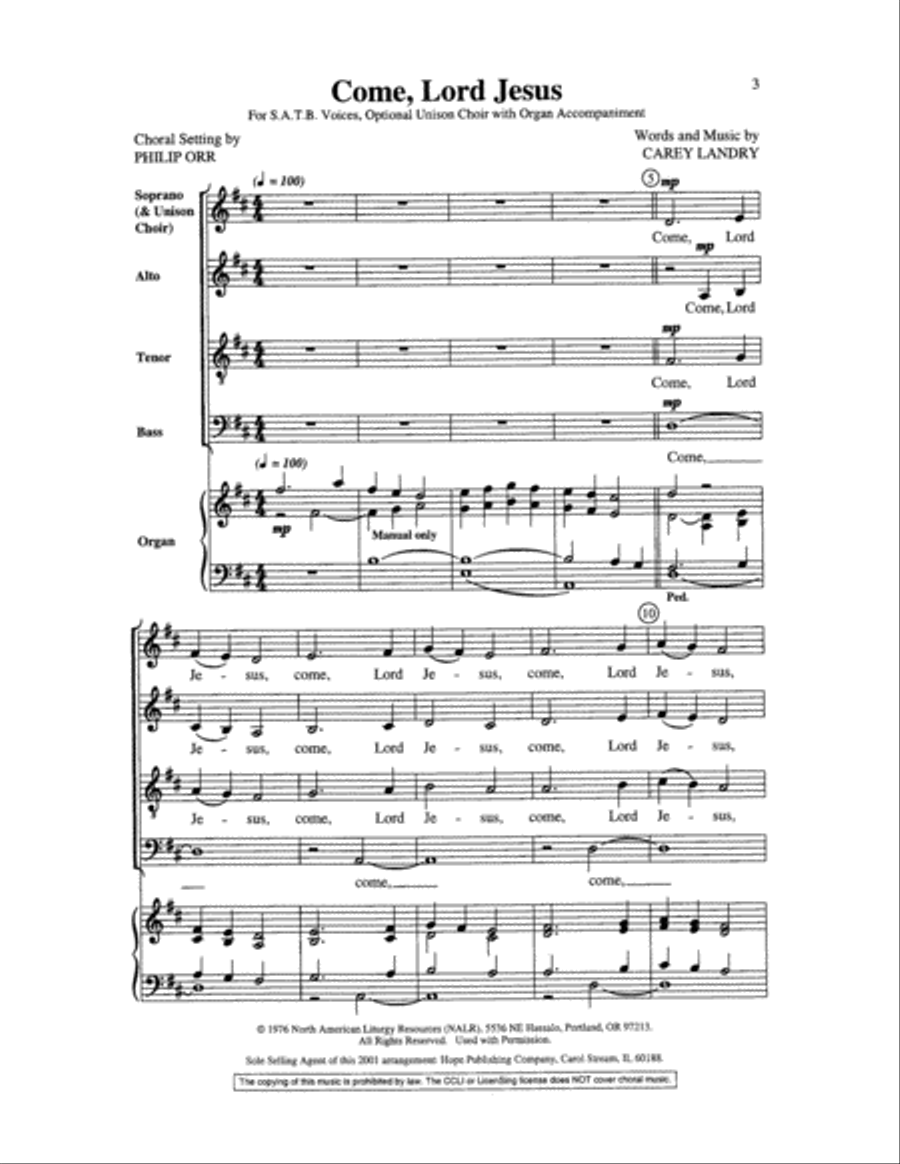 Come, Lord Jesus 4-Part scores gallery preview page 3
