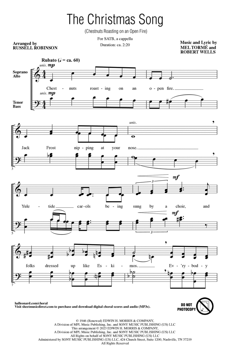 The Christmas Song (Chestnuts Roasting On An Open Fire) (arr. Russell Robinson)