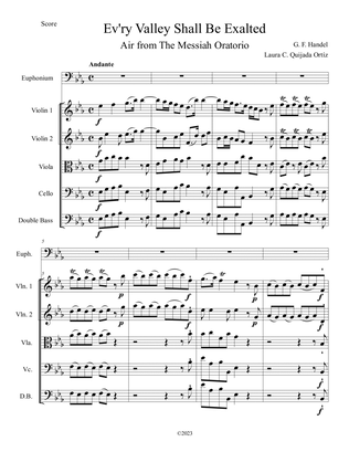 Ev'ry Valley Shall Be Exalted, from The Messiah. Solo euphonium & string orchestra. Score & parts.