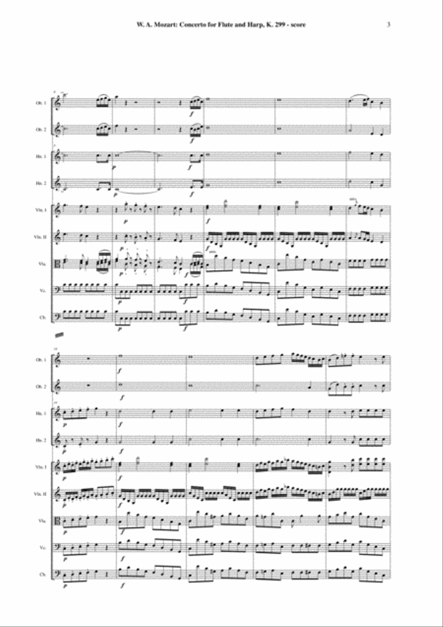 Wolfgang Amadeus Mozart: Concerto for flute and harp, K. 299, full score Chamber Orchestra scores gallery preview page 3