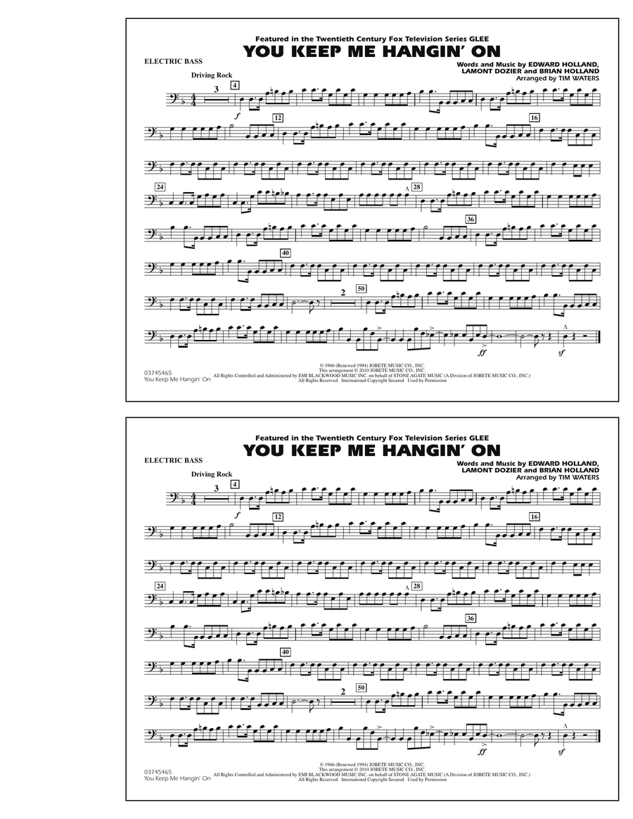 You Keep Me Hangin' On - Electric Bass Marching Band scores gallery preview page 1
