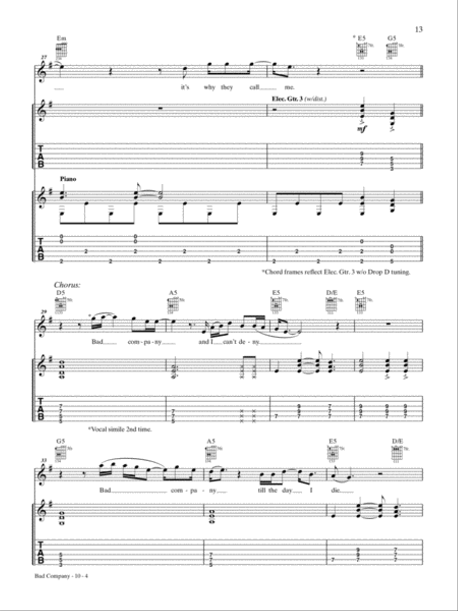 Bad Company Guitar Tablature scores gallery preview page 4
