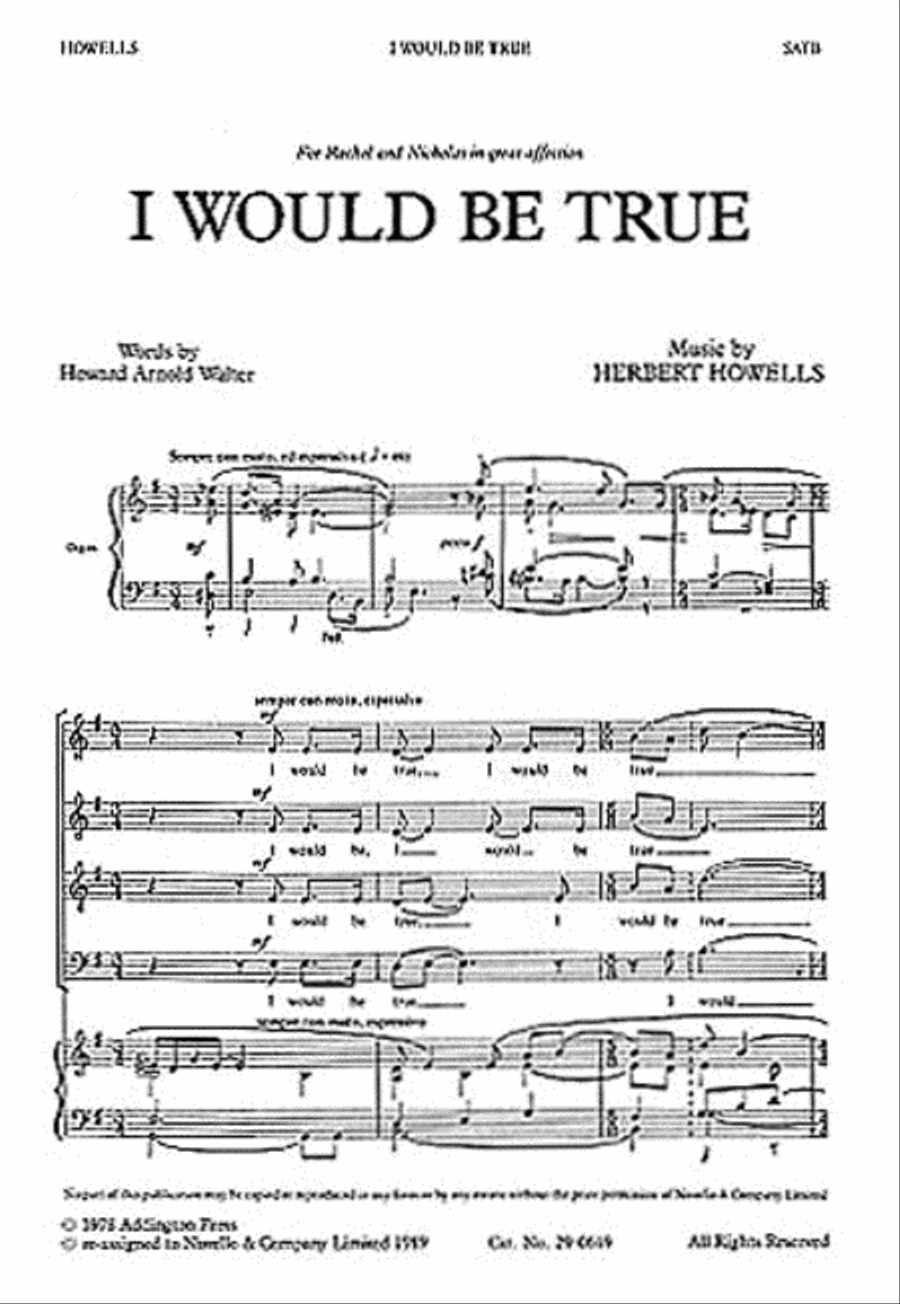 I Would Be True 4-Part scores gallery preview page 1