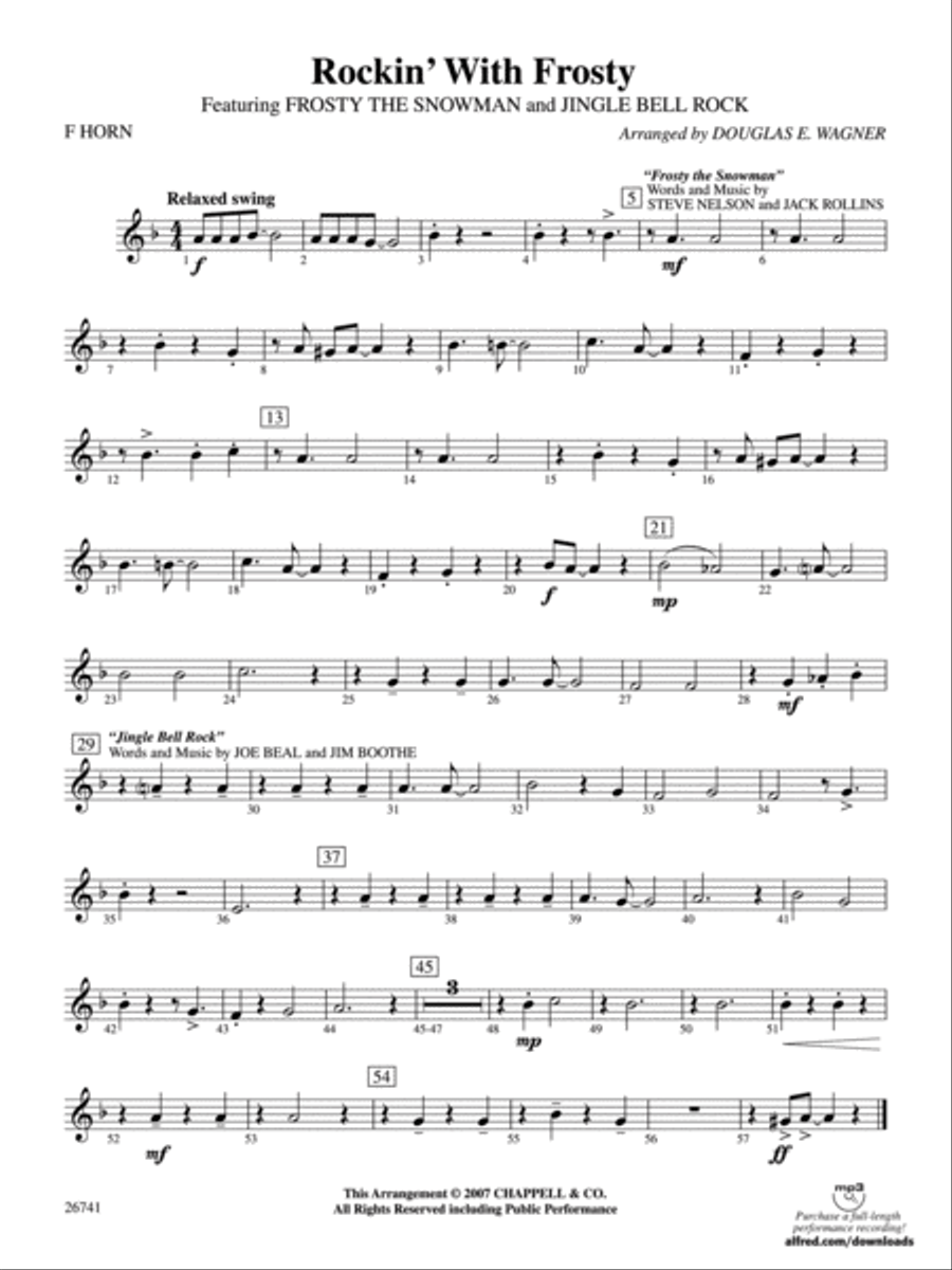 Rockin' with Frosty: 1st F Horn Concert Band scores gallery preview page 1