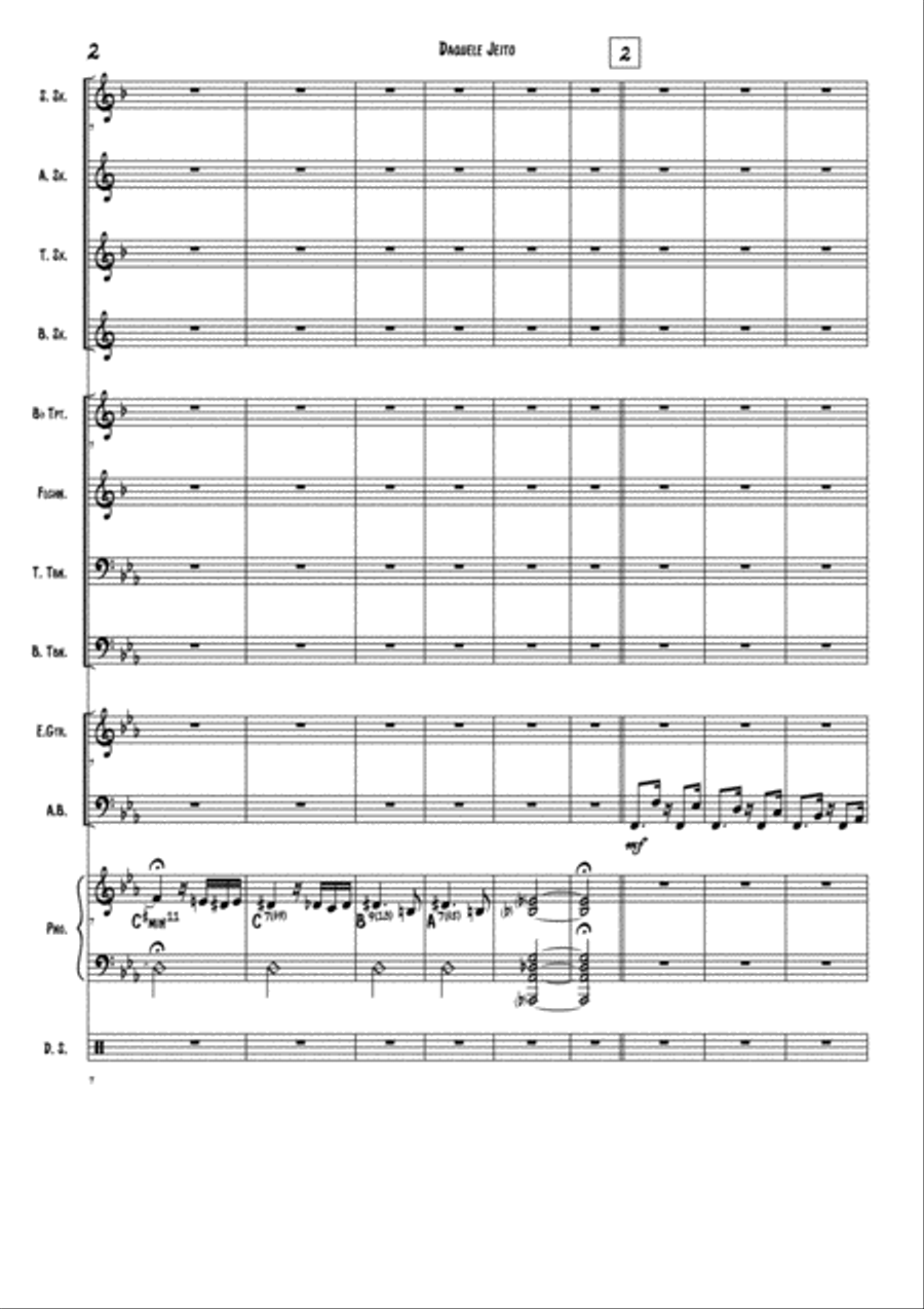 Daquele Jeito - Score (Soprano Sax, Alto Sax, Tenor Sax, Baritone Sax, Trumpet, Flugelhorn, Tenor Tr Jazz Ensemble scores gallery preview page 2