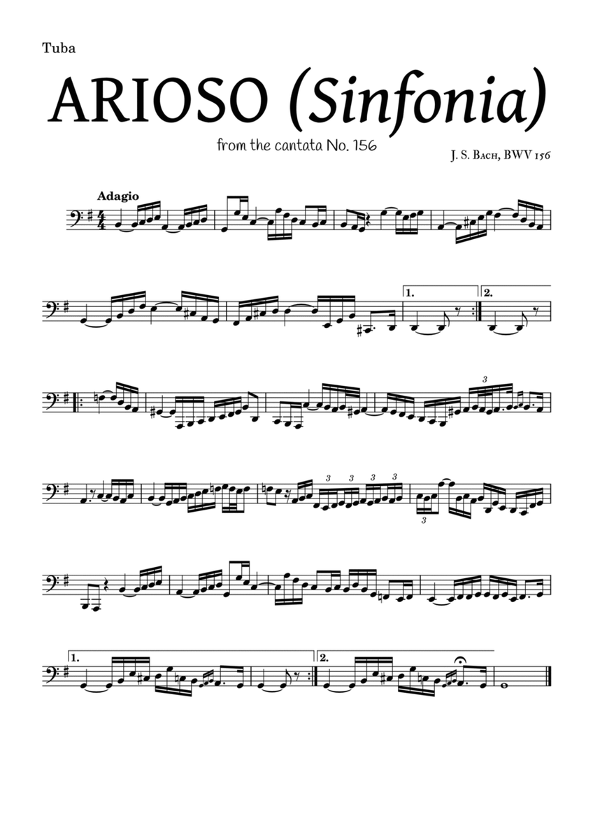 ARIOSO, by J. S. Bach (sinfonia) - for Tuba and accompaniment image number null