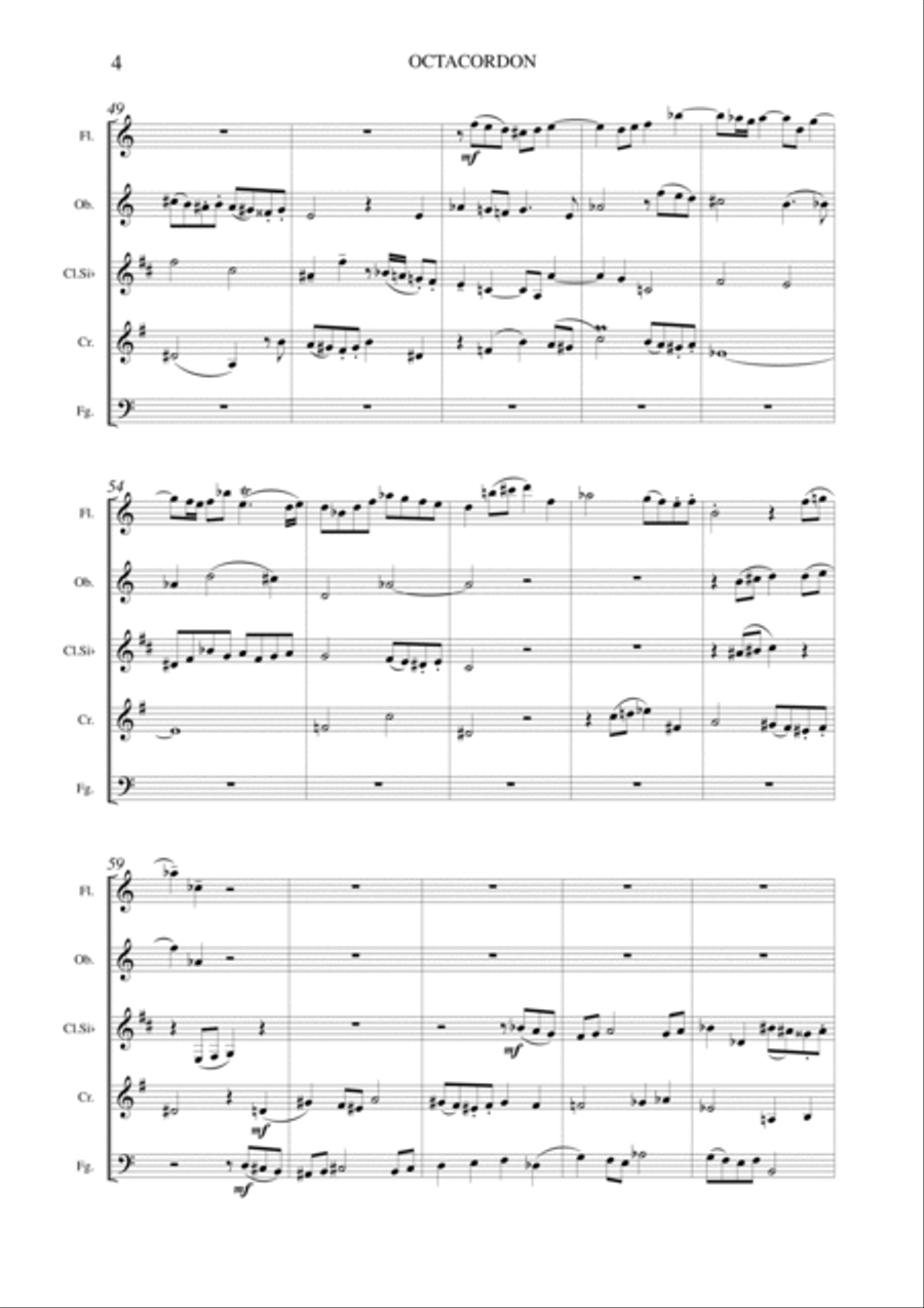Salvatore Passantino: OCTACORDON (ES-21-032) - Score Only Woodwind Quintet scores gallery preview page 6