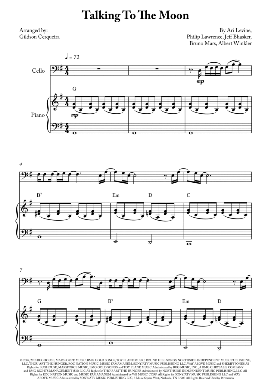 Talking To The Moon Piano scores gallery preview page 1