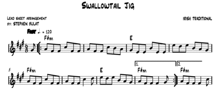 Swallowtail Jig (Irish Traditional) - Lead sheet (key of F#m)