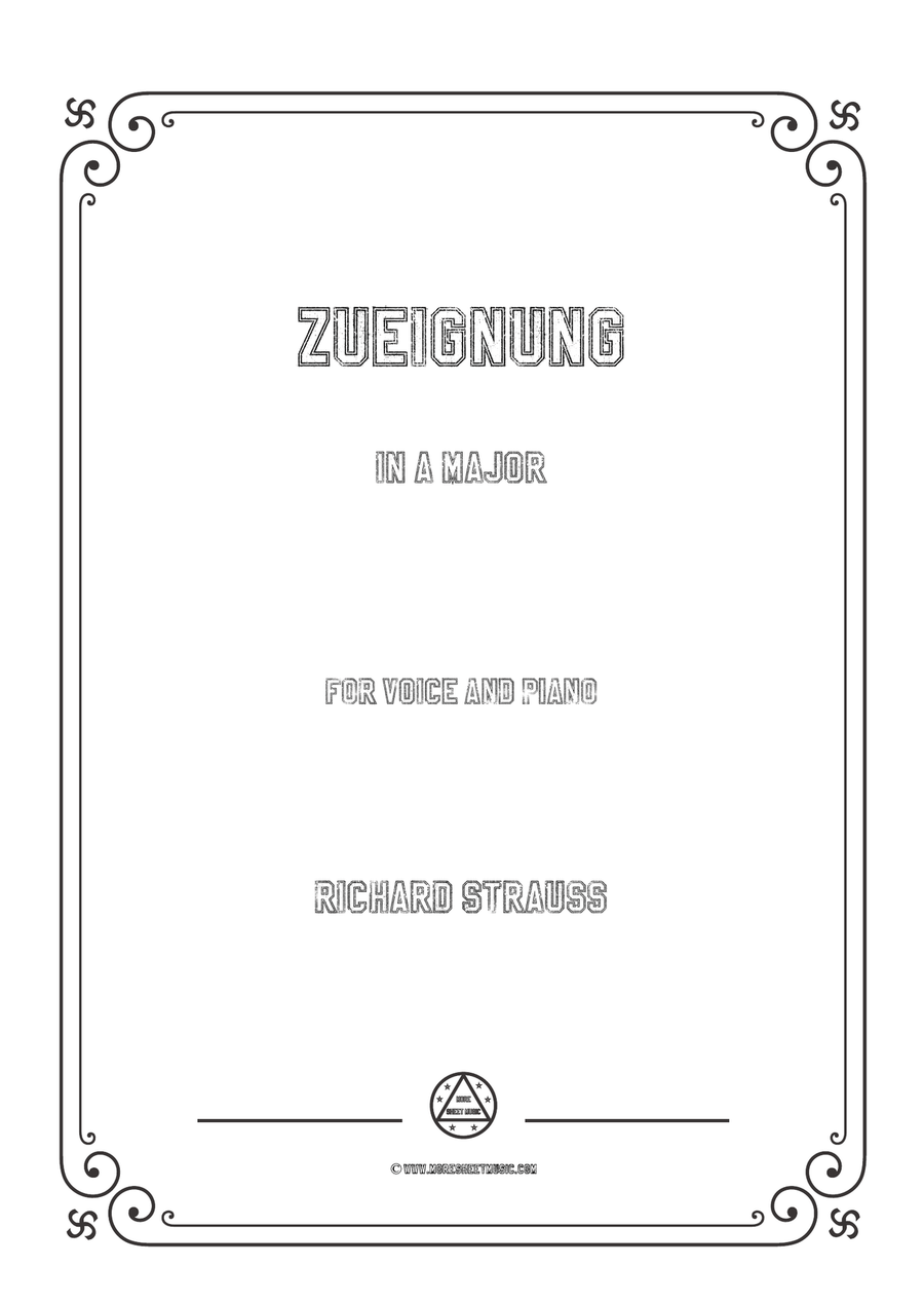 Richard Strauss-Zueignung in A Major,for Voice and Piano Piano, Vocal scores gallery preview page 1